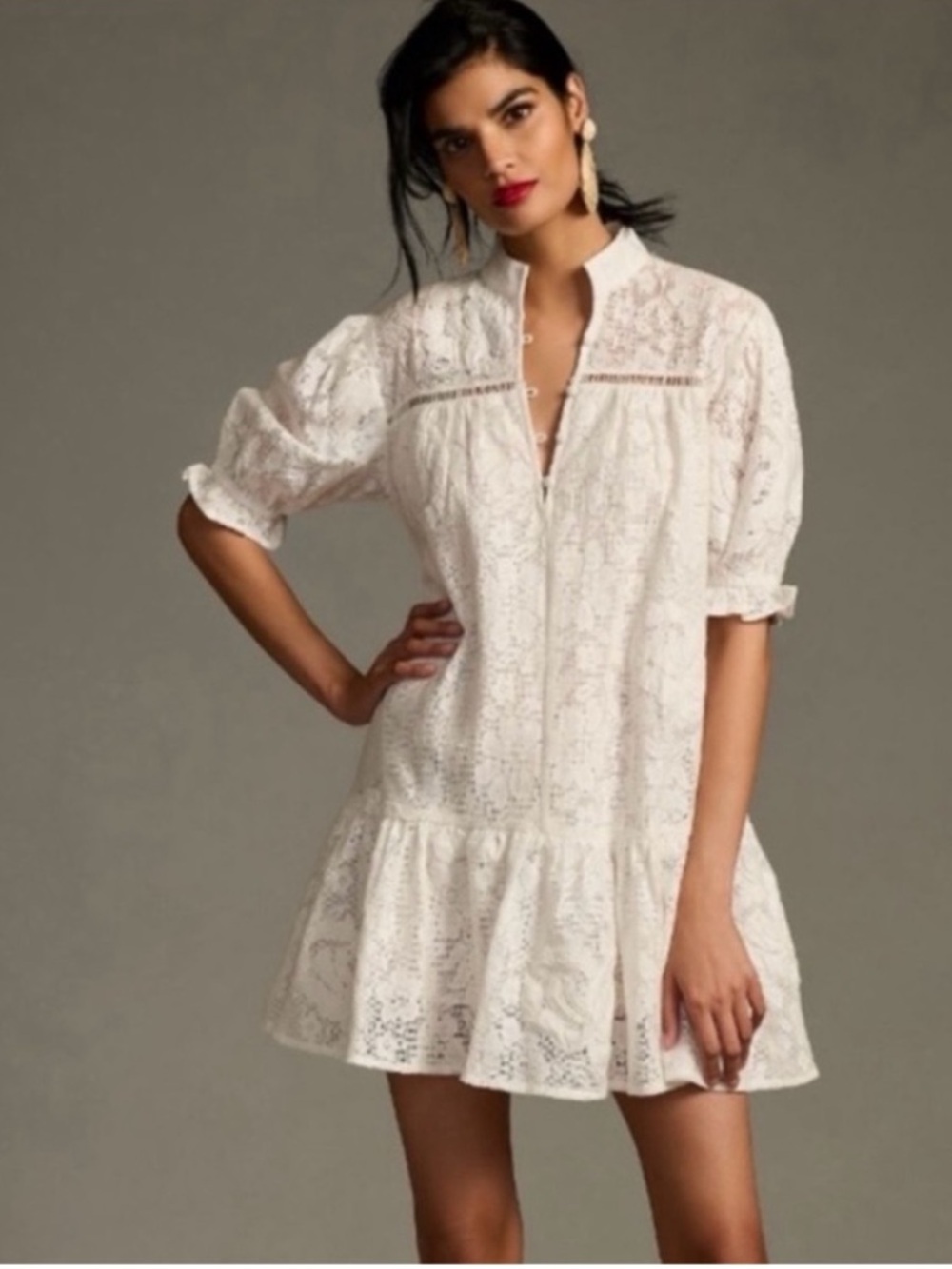 Porridge Tiered Lace Tunic Dress. Size L. EUC.